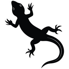 Stylized Gecko Silhouette: Bold Black Reptile Vector Graphic, Dramatic Monochrome Lizard Illustration