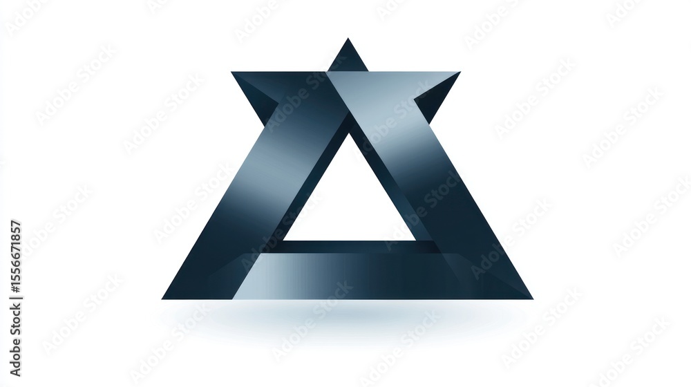 Fototapete abstract geometric triangle shape logo with metallic gradient effect rendering
