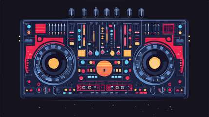 Fototapeta premium Professional DJ Mixer Isolated Flat Vector Illustration