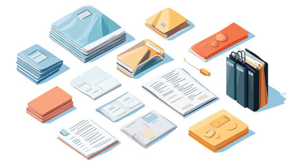 Professional Flat Vector Illustration of Financial and Document Icons