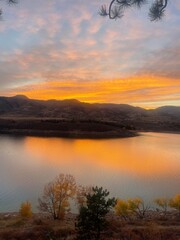 sunset over the lake