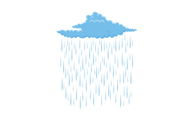 Seamless vector of cloud rain drops, soft blue sky with falling colorful water droplets, cartoon flat design, childlike weather scene, pastel tones, background illustration for cute print use
