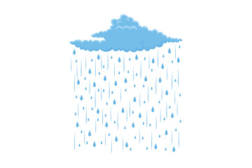 Adorable clouds raining droplets in a flat pastel vector style, seamless cartoon weather illustration, playful rain background perfect for nursery designs, kids books, and web graphics
