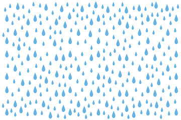 Vector illustration of falling rain with blue water droplets, seamless weather pattern, flat design background for rainy season, abstract rainfall concept, cartoon water drop elements, sky scene
