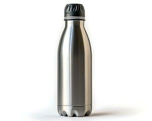 Isolated on white background, Stainless steel water bottle isolated on white background with stainless steel water bottle design, featuring stainless steel water bottle in sleek minimal style