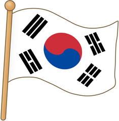 Waving South Korean Flag &ndash; Cartoon Style Taegukgi Illustration
(한국어: 흔들리는 대한민국 태극기 일러스트)