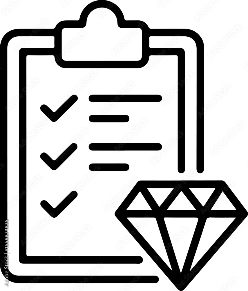 Poster checklist with a diamond icon representing quality or value