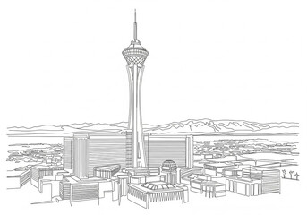 Stratosphere in Las Vegas one line drawing