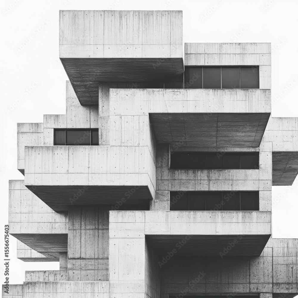 Poster raw brutalist architecture in concrete design