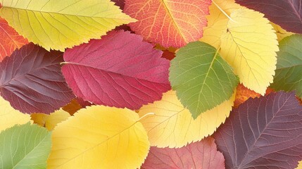 Obraz premium Vibrant Autumn Leaves: A Colorful, Textured, Natural Background.