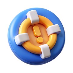 3D Render: Help Button, Alert Icon, Support Symbol, Emergency Assistance, Digital Warning Sign 3D icon high quality resolution