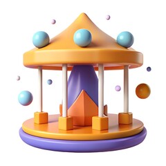 Whimsical 3D Carousel Illustration: Perfect for Kids' Projects & Fun Designs 3D icon high quality resolution