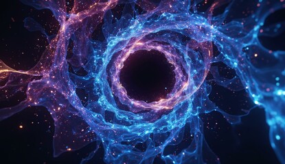 Vibrant Cosmic Vortex with Swirling Blue and Purple Nebulae