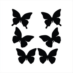 Elegant Butterfly Silhouettes - Flying Butterflies Vector Set