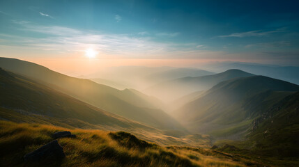 Obraz premium Morning Light Over Mountain Valley 