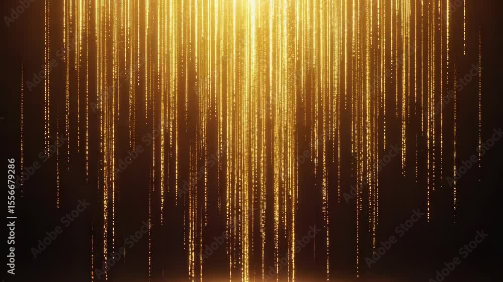 Poster golden light cascades down in a stunning visual display of shimmering particles in a dark setting