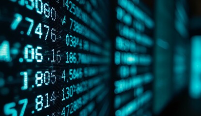 Digital Display of Stock Market Data with Numerical Values and Changes