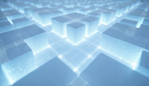 Illuminated Cubes in a Grid Pattern