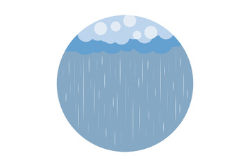 Cartoon clouds with falling pastel rain drops, seamless vector art, child-friendly design for baby products, educational visuals, cheerful sky background with flat weather icons
