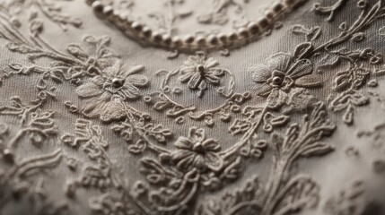 Obraz premium Embroidered beige fabric detail