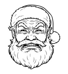 Disgusted Santa Face Line Art