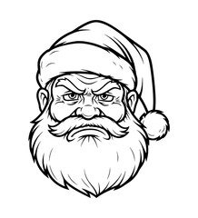 Displeased Santa Face Line Art