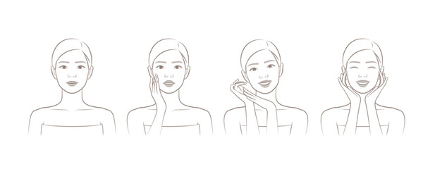 Cosmetic beautiful skin woman model postures