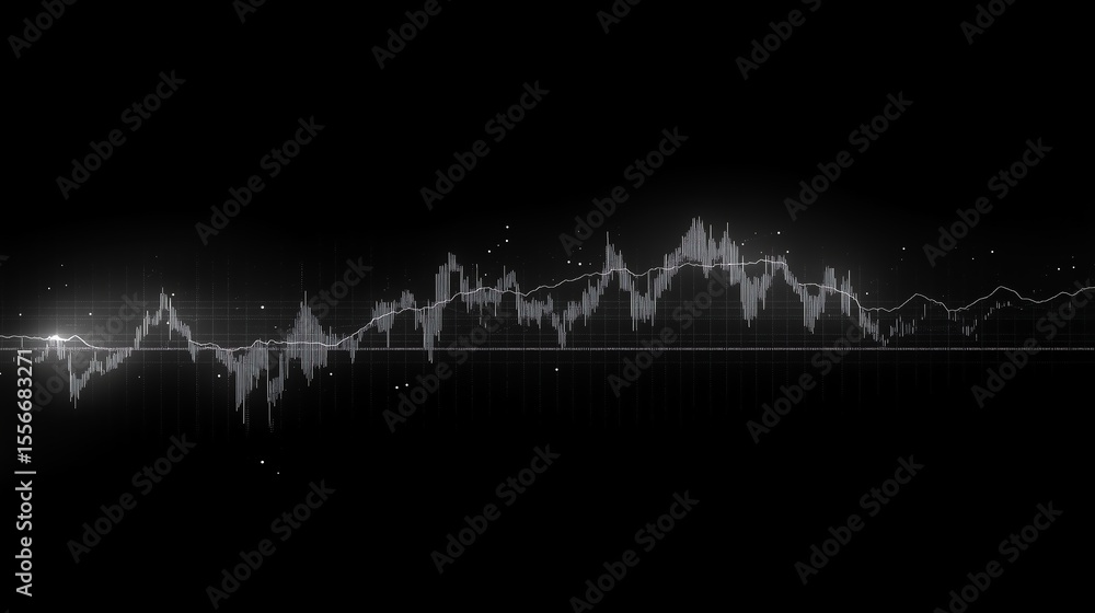 Poster abstract financial chart with uptrend line graph and candlestick