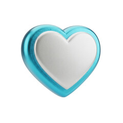 Coração Ícone Azul e Branco Brilhante Elemento 3D Render PNG Transparente blue heart icon