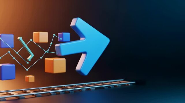 Growing 3D Cubes Graph Advancing on Train Track in Abstract Light