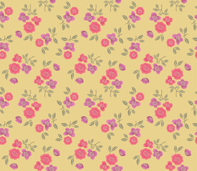 Japanese Cute Bouquet Vector Seamless Pattern