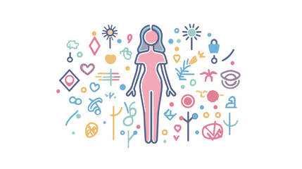 Flat Vector Illustration of Female Gender Sign in Line Style