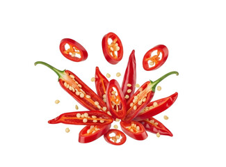 Spicy Red Chili Peppers Isolated PNG on Transparent Surface for Culinary Design