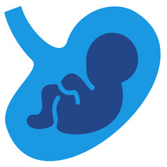 Icon of fetus in the womb, visualized in a simplified and iconic form of fetal health, pregnancy, baby development in the womb, or prenatal care
