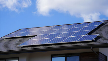 Naklejka premium Residential Building with Clean Energy Solar System