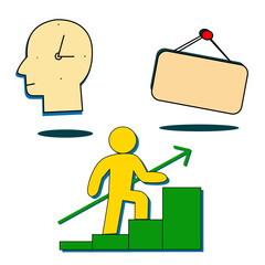 Dynamic icon of person climbing stairs. Represents career growth, business success, progress, ambition, and overcoming challenges. Ideal for motivational, HR, and finance designs.