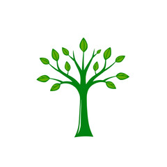 Stylized green tree with leaves isolated on white background