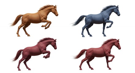 Fototapeta premium Four horses in different colors running