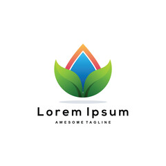 Water Leaf colorful logo illustration