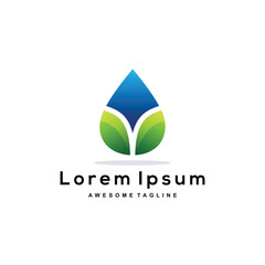 Water Leaf colorful logo illustration