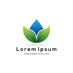 Water Leaf colorful logo illustration