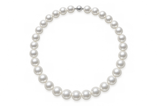 Elegant pearl necklace forming a perfect circle, isolated on a transparent background, ideal for jewelry and fashion designs