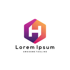 Letter H logo design color icon
