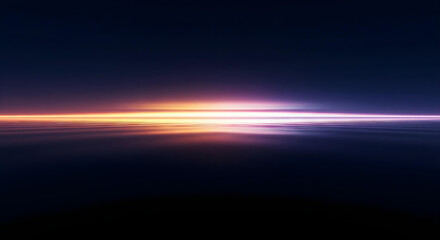 A reflecting horizon of possibilities with glowing light bands symbolizes strategic vision, future opportunities, and limitless business potential.