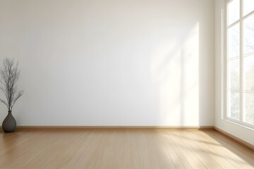 Minimalist Room Wall Mockup with Blank White Background