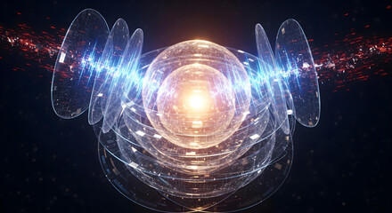 Fototapeta premium Powerful Abstract Luminous Energy Shield Protecting Data from Digital Threats for Cybersecurity