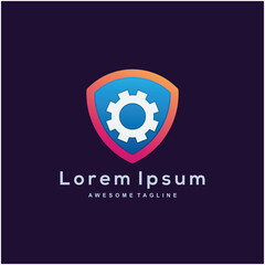 Shield setting gradient logo design colorful