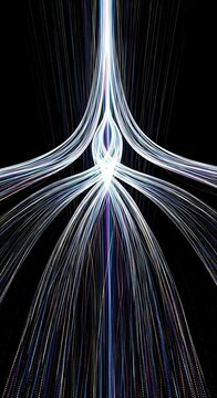 Flowing rivers of iridescent light and shimmering data particles in a vast, complex pattern symbolizing global data currents and information exchange.