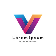 Letter V gradient logo design colorful