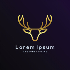 Luxury Deer with gold color logo template